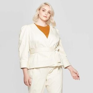 Who What Wear Birch Denim Plus Size Wrap Jacket